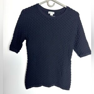Reiss Black Textured Short Sleeve Knit Top